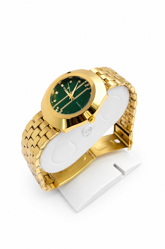 ES-003 SS GOLD WITH GREEN DIAL